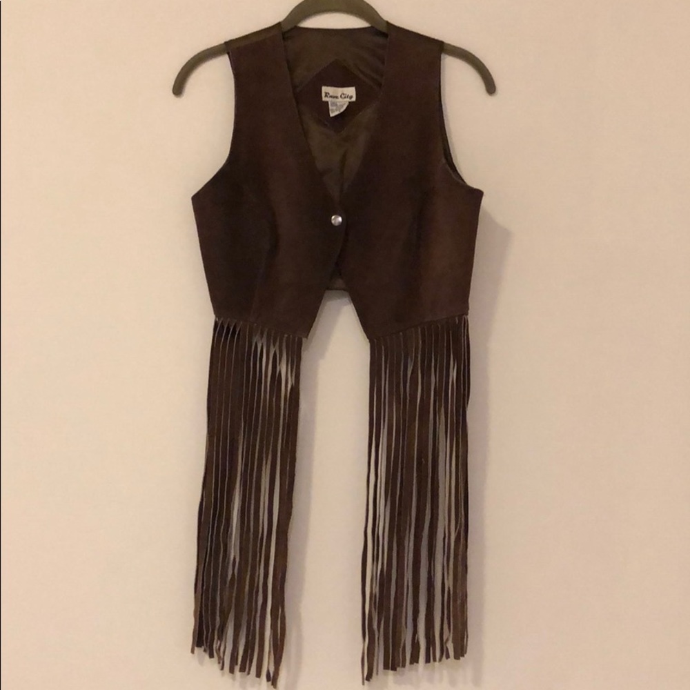 Vintage suede leather brown vest